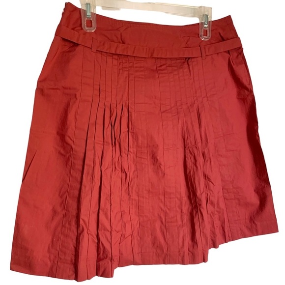 Ann Taylor LOFT Rust Pleated & Belted Skater Skirt, [Sz 8] - Picture 10 of 11